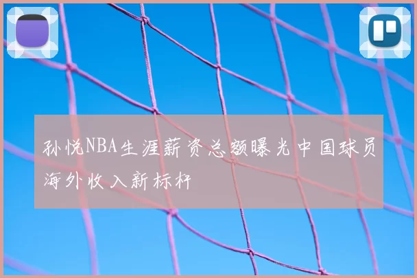 孙悦NBA生涯薪资总额曝光中国球员海外收入新标杆